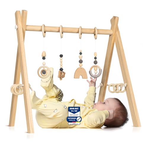 Spielbogen Baby aus Holz Schadstofffreis Spieltrapez Baby Spielzeug ab 0 Monaten für Wohnung und...