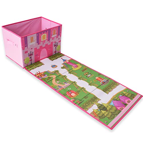 TE-Trend Faltbox Aufbewahrungsbox mit Deckel Kinder Mädchen Spielmatte Spielteppich Spielzeugkiste...