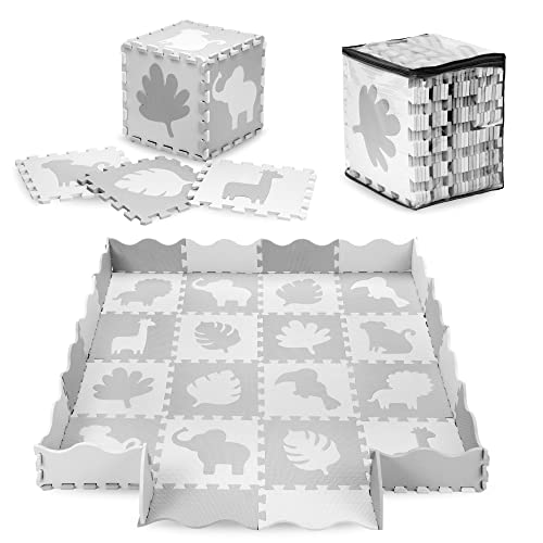 MoMi ZAWI Schaumstoff-Puzzle aus Eva-Schaumstoff, 16 Teile je 30 x 30 x 1 cm, ideal als Krabbelmatte...