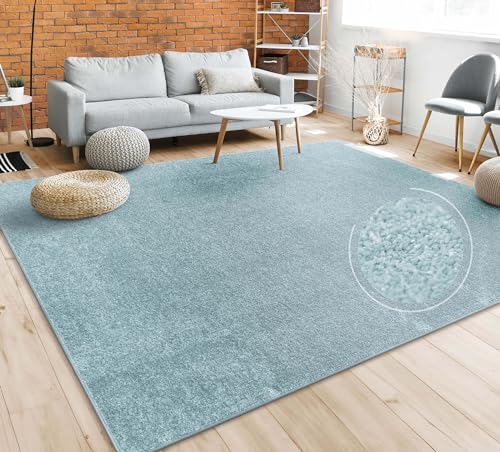 Paco Home Teppich Wohnzimmer Schlafzimmer Esszimmer Kurzflor Moderne Optik Einfarbig Pastell,...