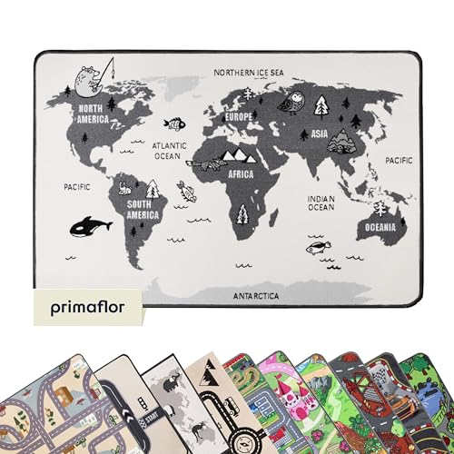 Primaflor Interaktiver Spielteppich - 140 x 200 cm, Retro Weltkarte, Made in Europe, Kinderteppich...