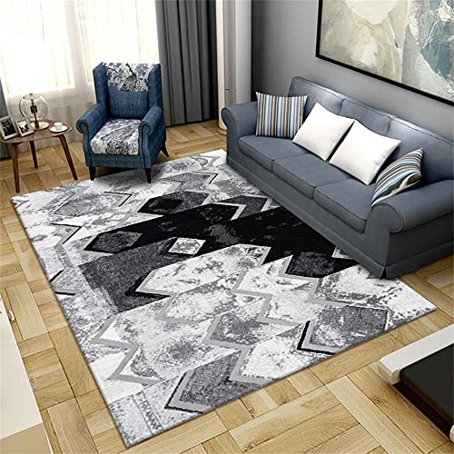 Room Decor Teppich Flach Gewebt Schwarz-Weiß-Farbe passender Teppich-Spiel-Teppich komfortable...