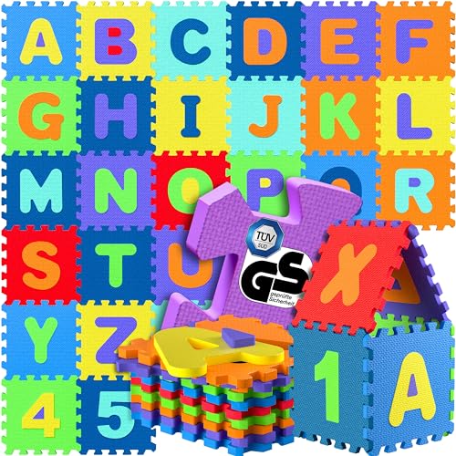 Spielwerk® 86-teilige Puzzlematte Baby Kinder 3,3m² Spielmatte Bodenschutzmatte Krabbelmatte...