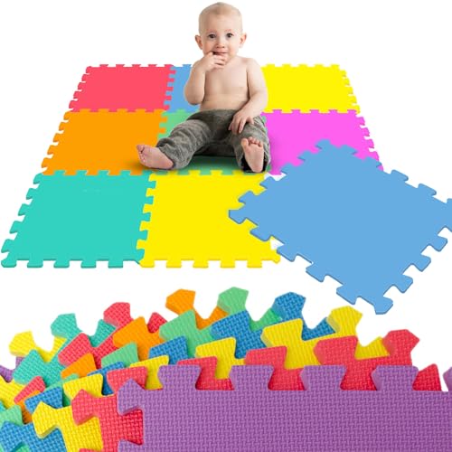 LittleTom 9 Teile Spielmatte Baby ab Null - 30x30 Schaumstoff Puzzlematte Kinder Isomatte Baby...