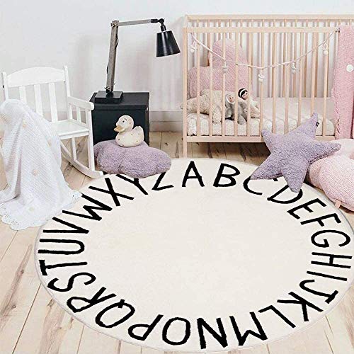 HEBE ABC Baby-Teppich für Kinderzimmer, rund, pädagogisches Alphabet, warm, weich, große...