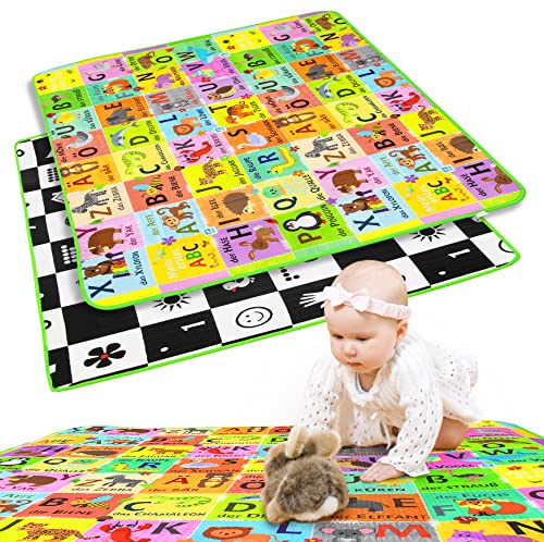 HUMBI Lern Kinder Baby Spielmatte, Krabbelmatte, Deutsches Alphabet, Buchstaben, ABC, Tiere, Zahlen,...